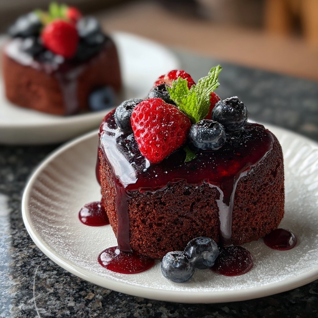 Mini Heart Cake with Berry Glaze
