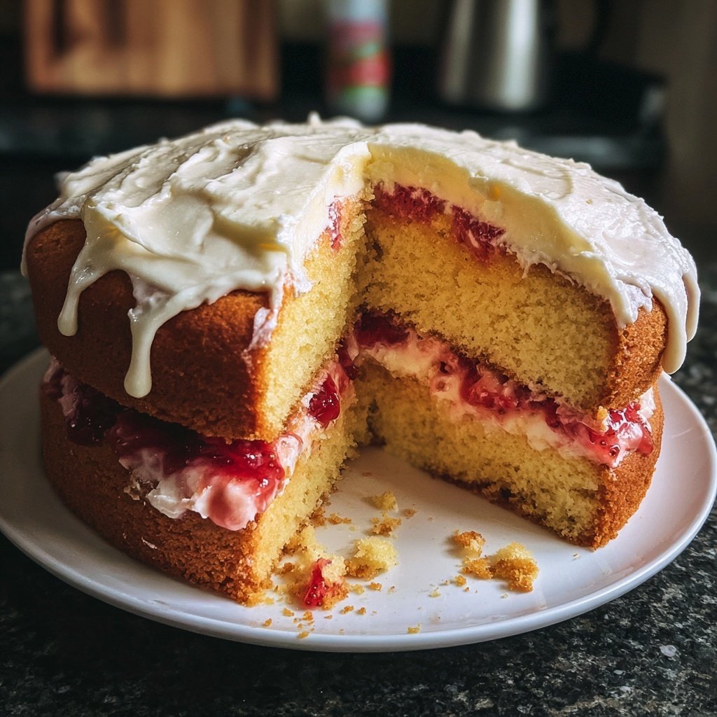 Vanilla Cake with Strawberry Filling