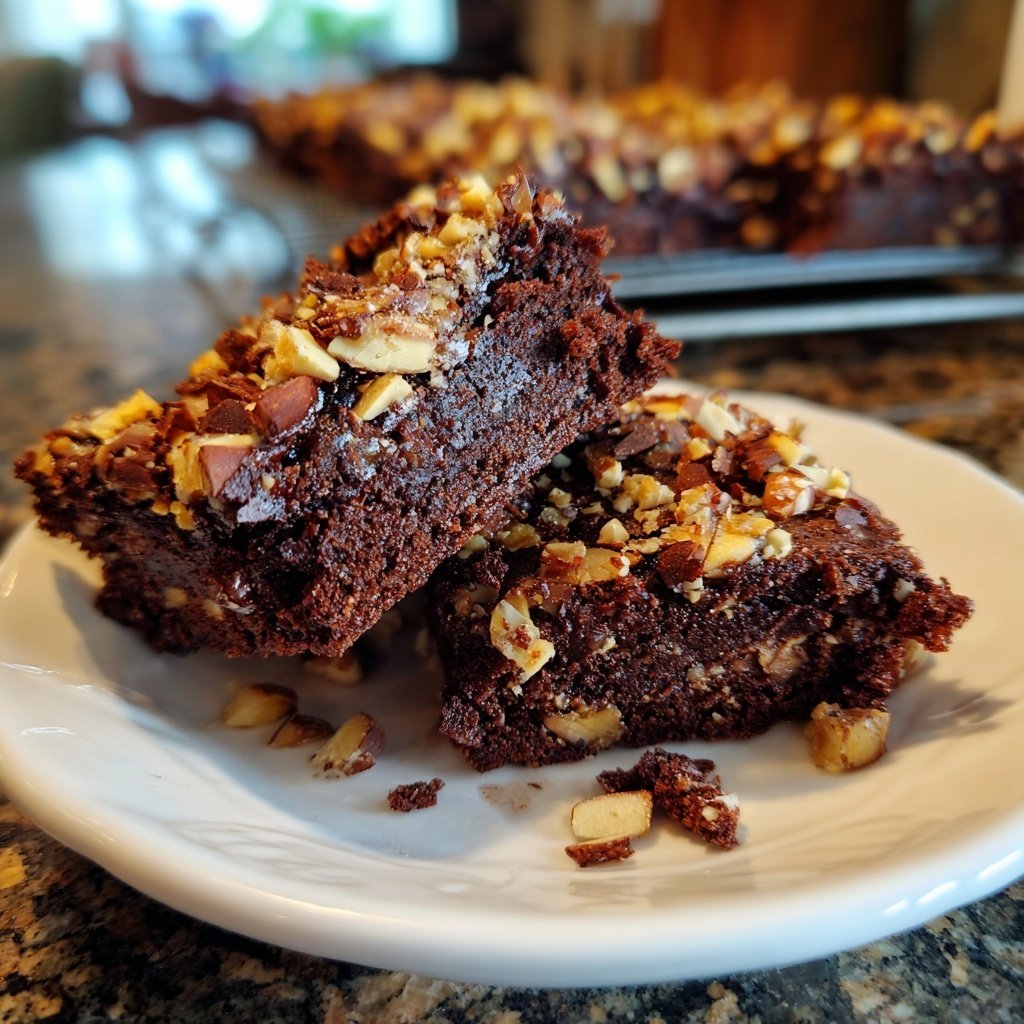 Cottage Cheese Brownies with Chopped Almonds