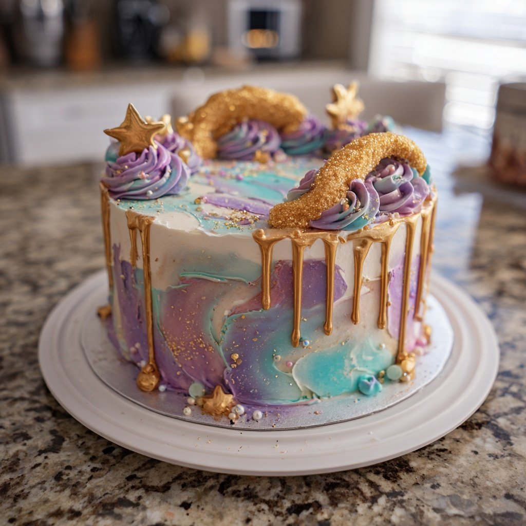 Galaxy Themed Pisces Cake