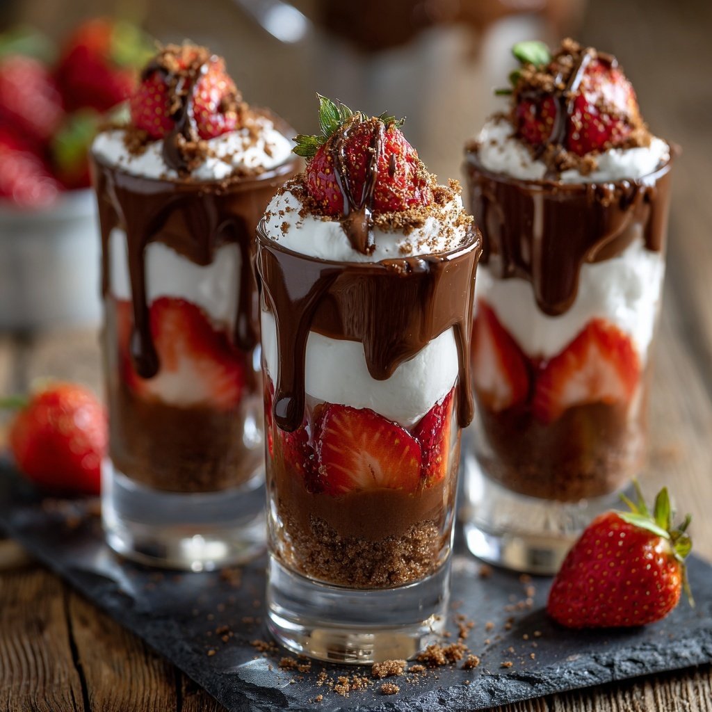 Chocolate Covered Strawberry Dessert Shooters