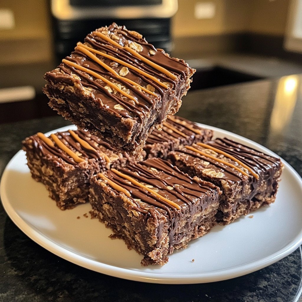 Chocolate Peanut Butter Oat Bars